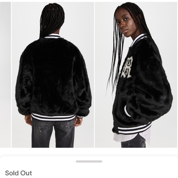 Black Furry Faux-fur Bomber Jacket - Picture 3 of 10